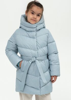 Куртка удлиненная зимняя для девочки MIRA эко-пух Nestta, Блакитна, 122