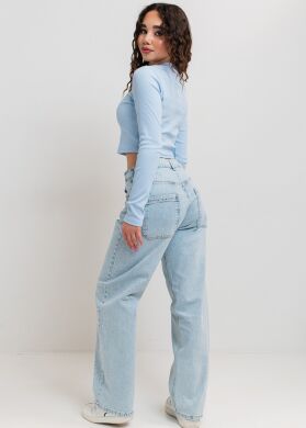 Джинсы багги со стразами для девочки Риамей SUZIE, Голубой, 146
