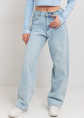 Джинсы багги со стразами для девочки Риамей SUZIE, Голубой, 146