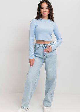 Джинсы багги со стразами для девочки Риамей SUZIE, Голубой, 146