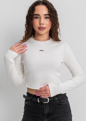 Кроп-топ лонгслив в рубчик для девочки Афина., Молочний, 146