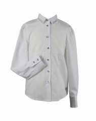 Классическая блузка для девочки, Белый, 164