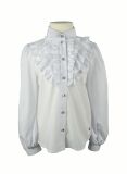 Блуза для дівчинки з жабо, Білий, 140