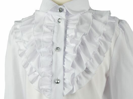 Блузка для девочки с жабо, Белый, 134