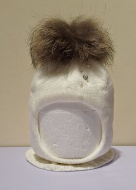 Шапка-шлем зимняя для девочки Аврора ELF-KIDS, Молочний, 48