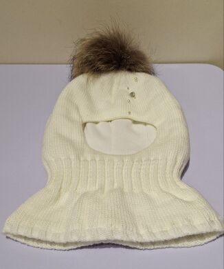 Шапка-шлем зимняя для девочки Аврора ELF-KIDS, Молочний, 48
