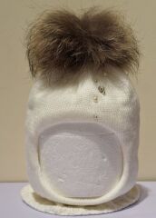 Шапка-шолом зимова для дівчинки Аврора ELF-KIDS, Молочний, 48