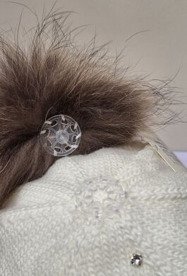 Шапка-шлем зимняя для девочки Аврора ELF-KIDS, Молочний, 48