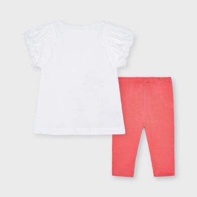 Комплект: леггинсы, футболка для девочки Mayoral, Коралловый, 110